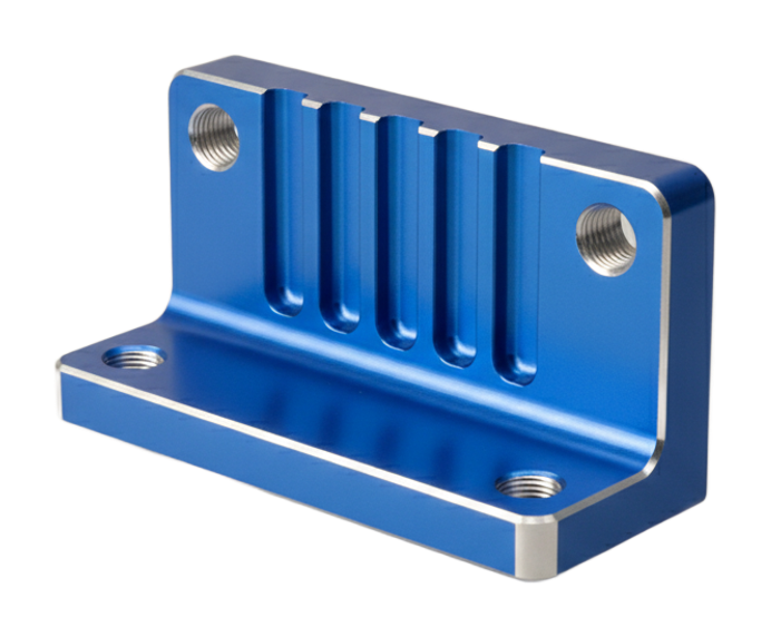 CNC-milled anodized aluminum bracket