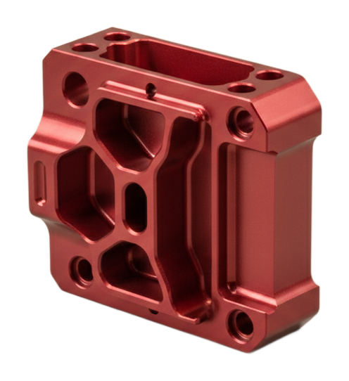 CNC-milled anodized aluminum example part