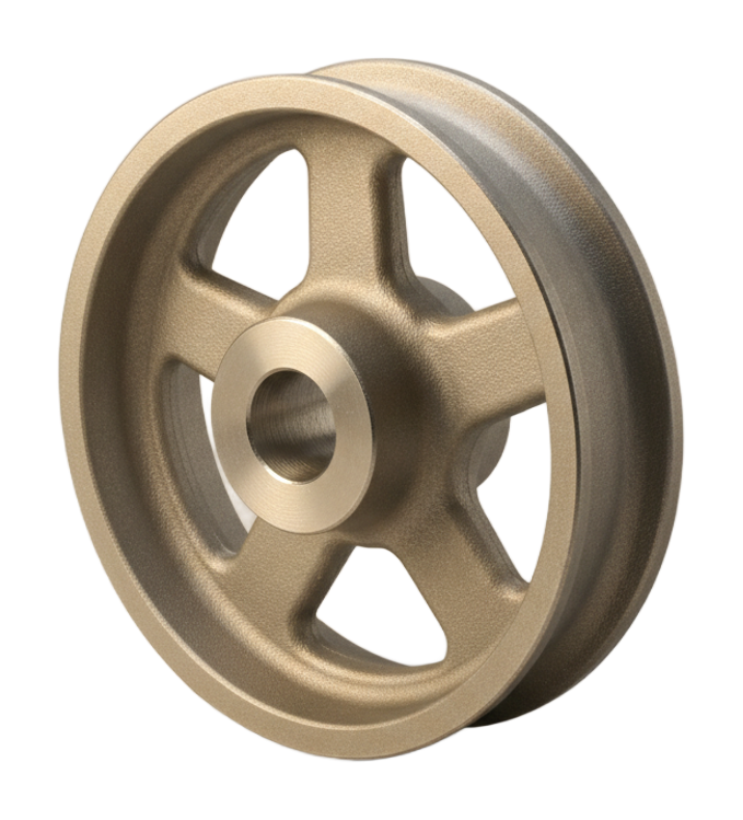 Gravity-cast aluminum pulley wheel