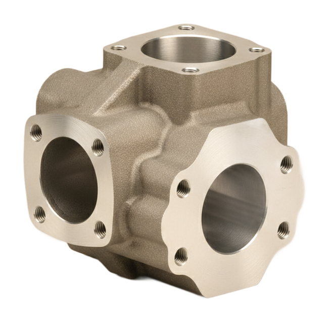 Die-cast part with CNC-machined faces