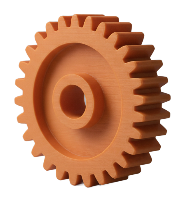 FDM printed gear in orange PLA