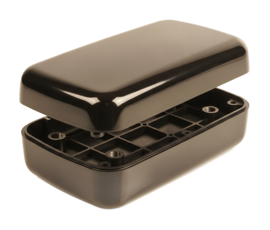 Injection-molded plastic enclosure example part