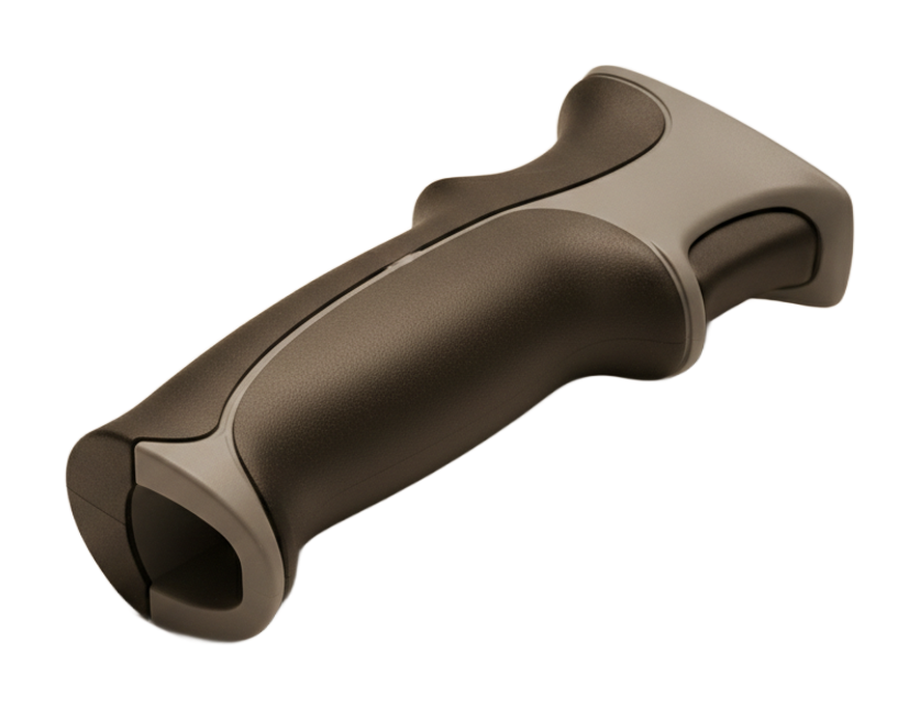 Overmolded part with a soft-touch grip