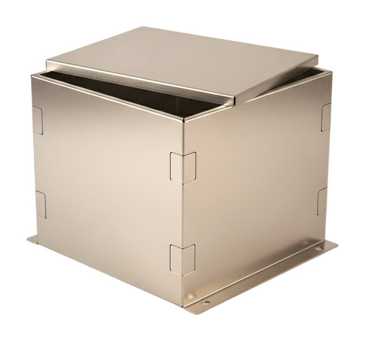 Press-brake-formed sheet-metal enclosure box