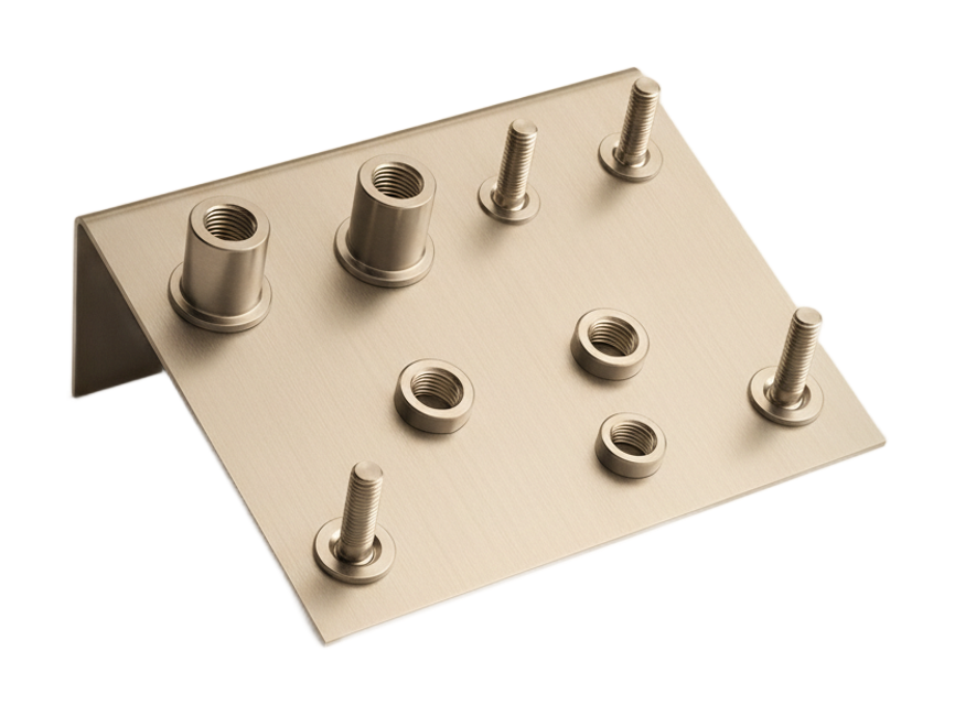 Sheet-metal panel with pressed-in threaded hardware