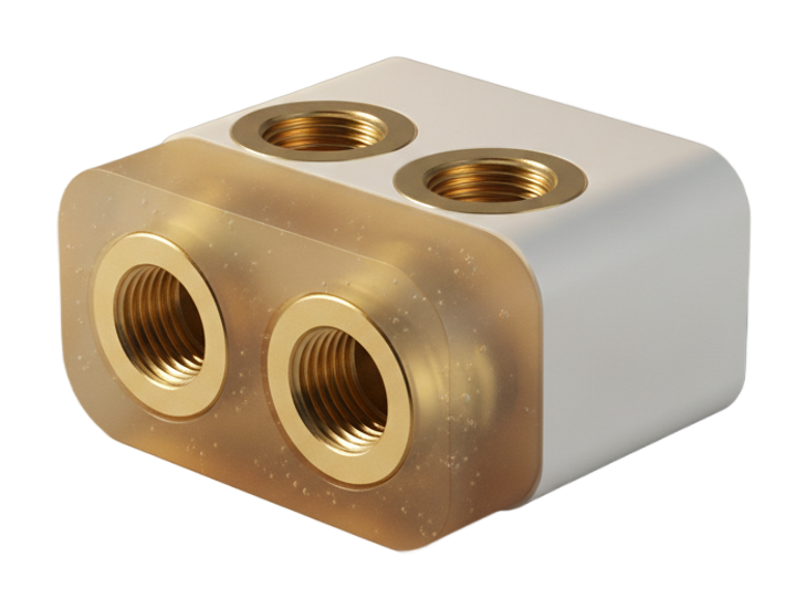 Insert-cast polyurethane part with threaded inserts