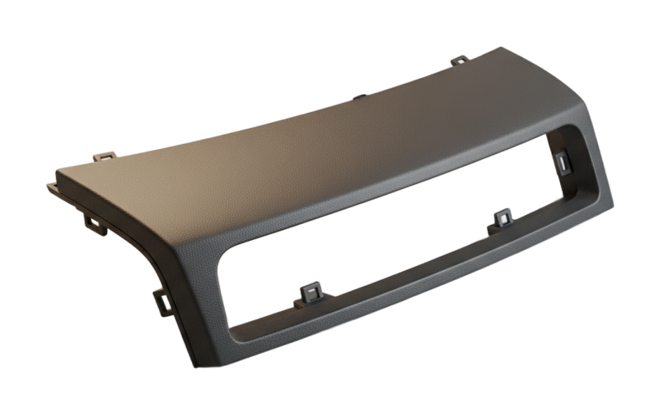 Injection-molded automotive interior air-vent trim bezel