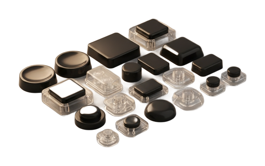 Molded buttons and keycaps