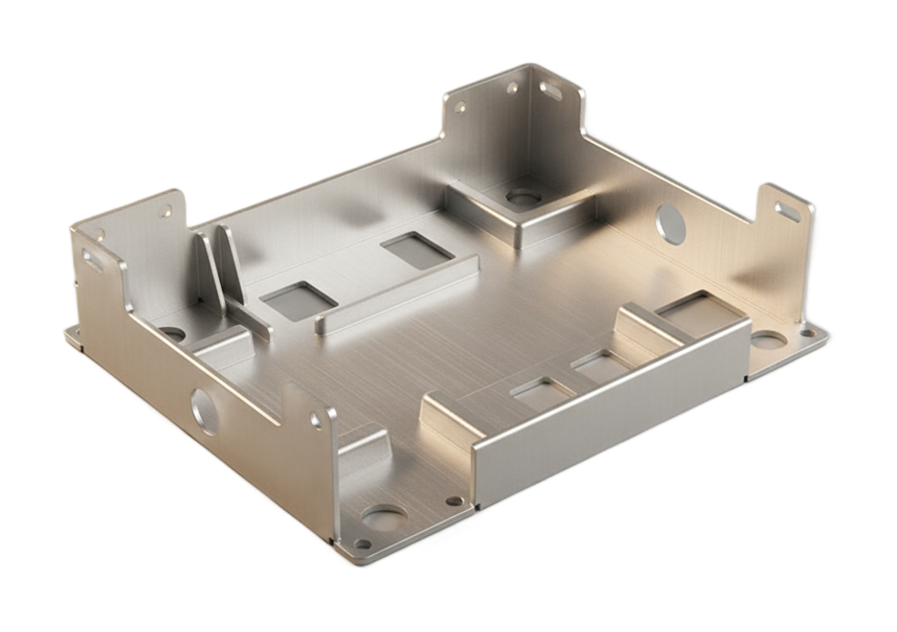 Folded aluminum consumer electronics chassis pan