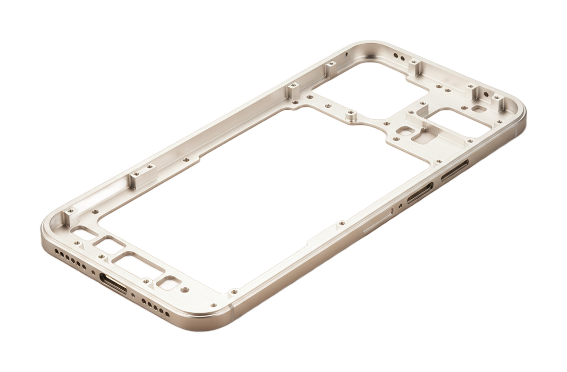 Machined anodized aluminum mid-frame
