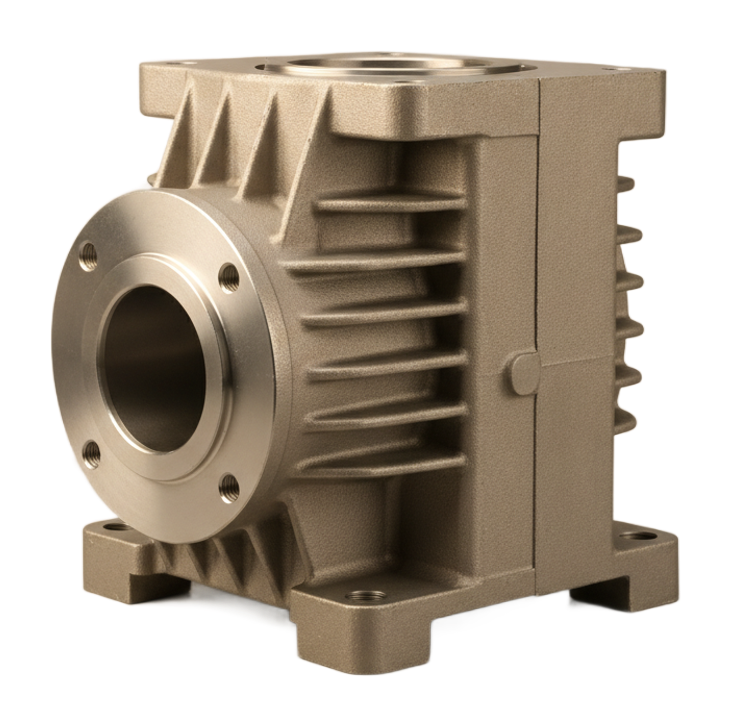 Cast aluminum industrial gearbox housing