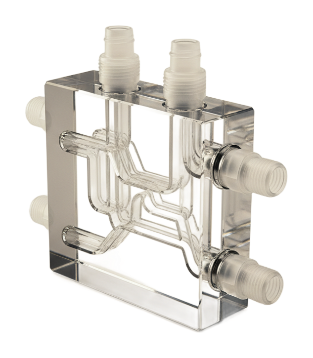 Transparent acrylic fluidic manifold